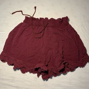 Mudd High Waist Burgundy Lace Shorts